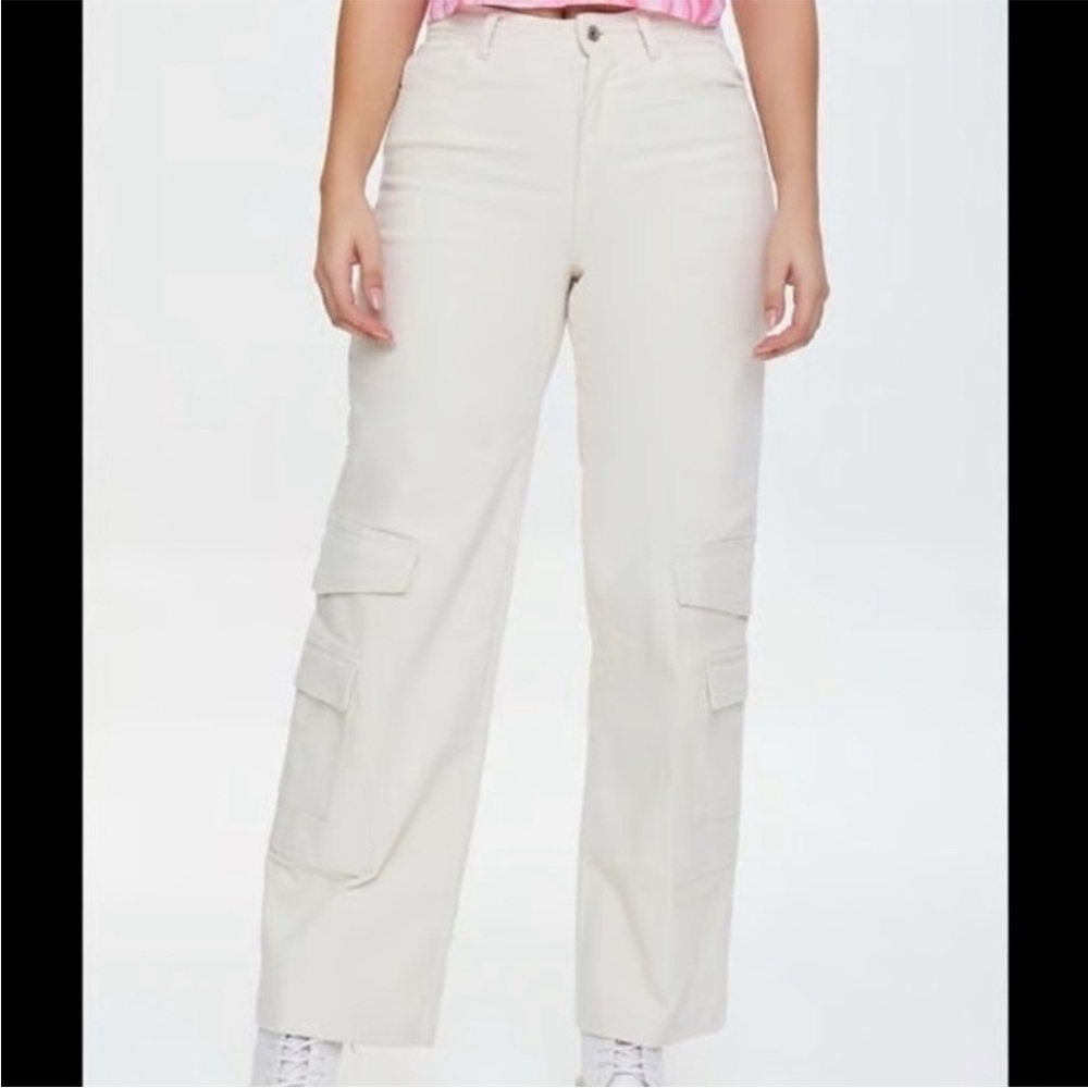Forever 21 Cream Cargo Jeans Overalls